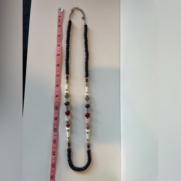 Stella & Dot Long Necklace  amethyst, sunstone, rose agate, grey agate beads - Picture 9 of 9